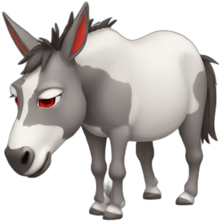 Red eyed sleepy donkey emoji