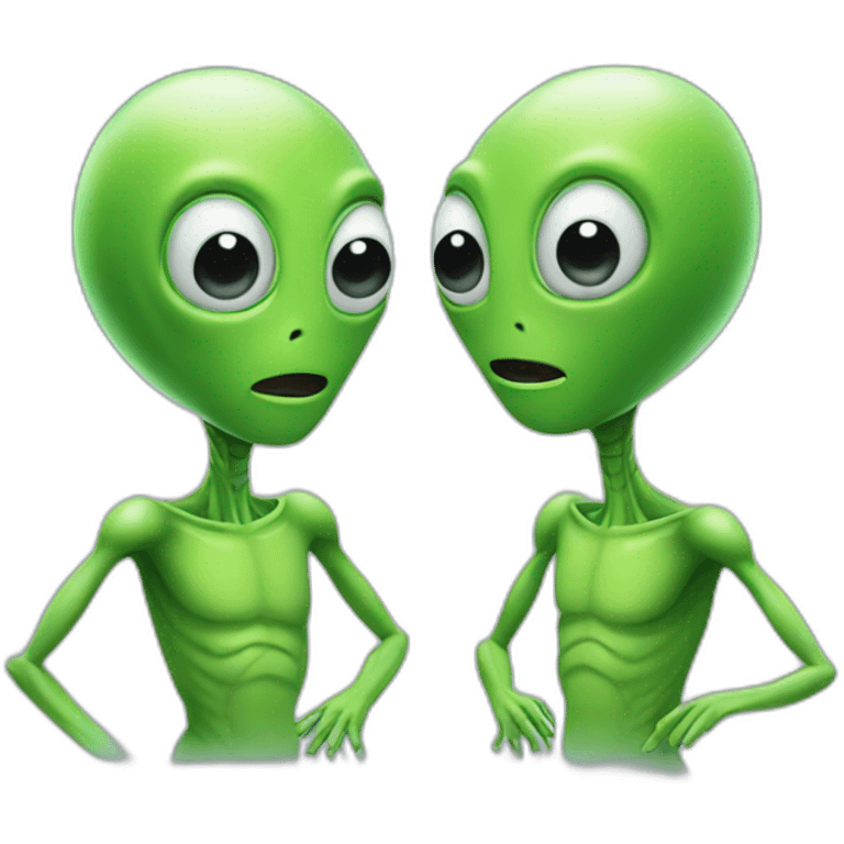 Two green aliens Talking to each other emoji