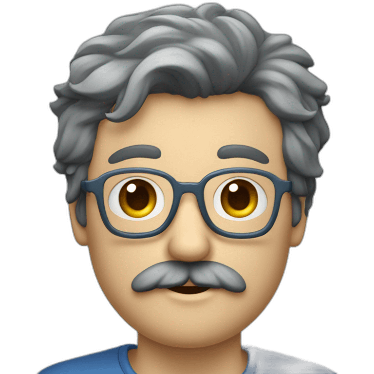 Hombre pelo gris bigote gris gafas azul oscuro  emoji