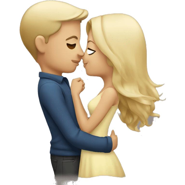 Brunette Women Kissing blond/brunette man emoji