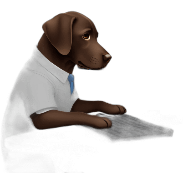 Chocolate labrador working on a computer emoji