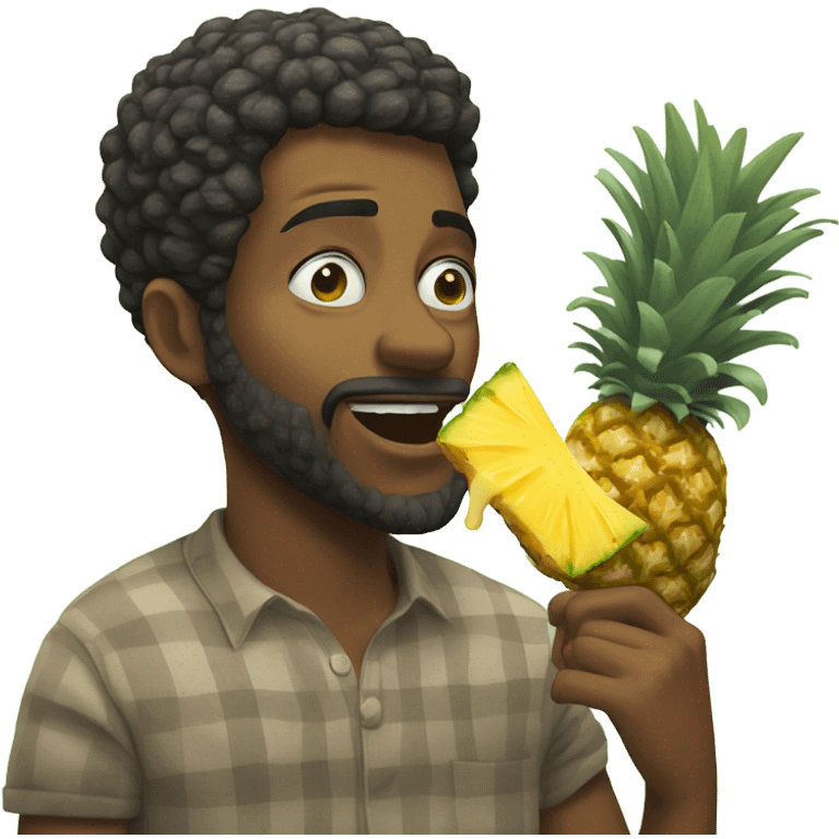 Man eating a pineapple in LA emoji