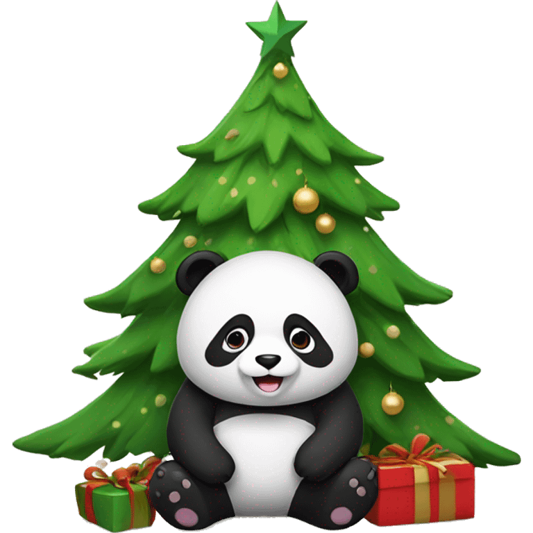 Panda under Christmas tree emoji