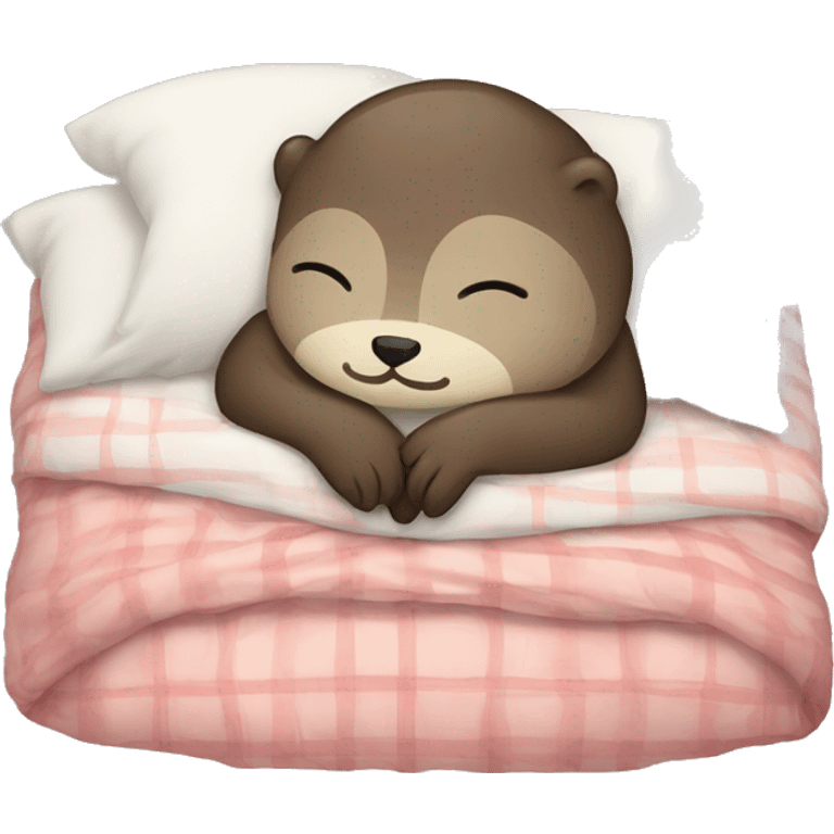 Sleepy Otter with pijama tucked in bed emoji