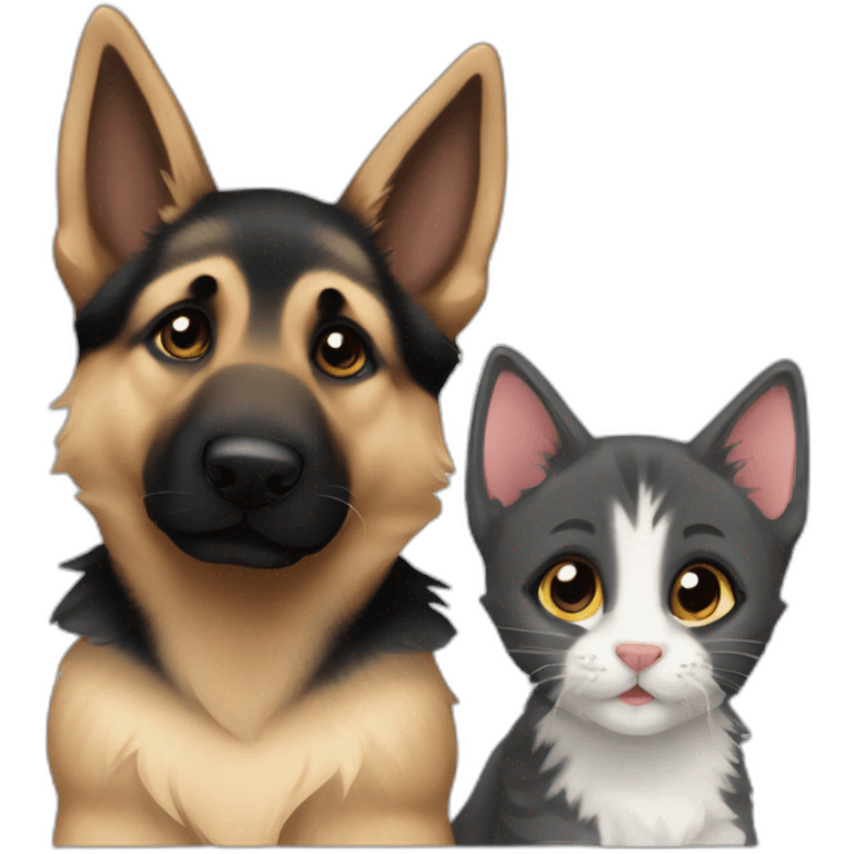 German Shepherd puppy and kitten emoji