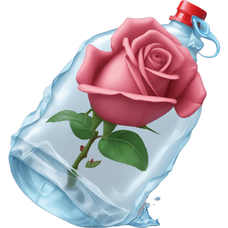 rose emerging from a crumpled water bottle emoji