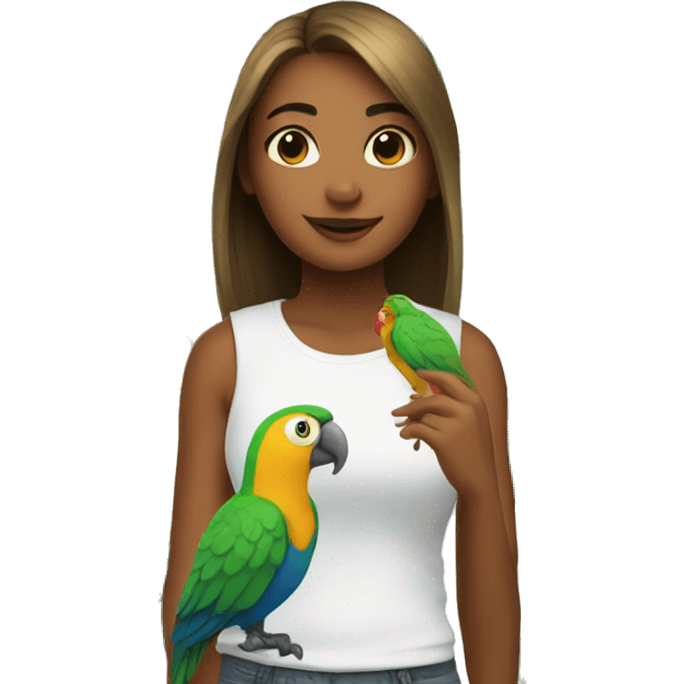 Girl with parrots emoji