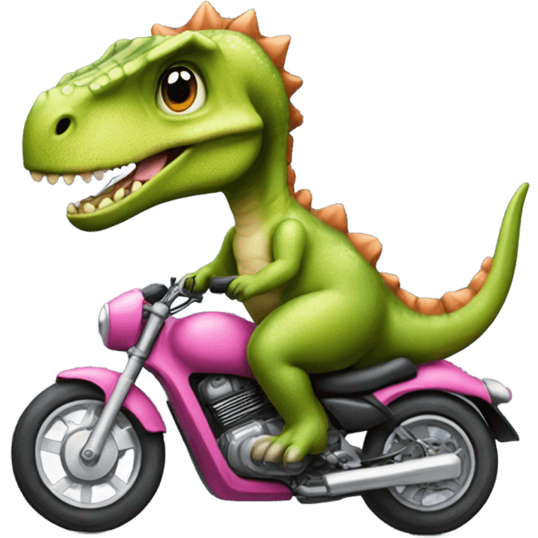 Dinosaure sur une moto avec un tutu emoji