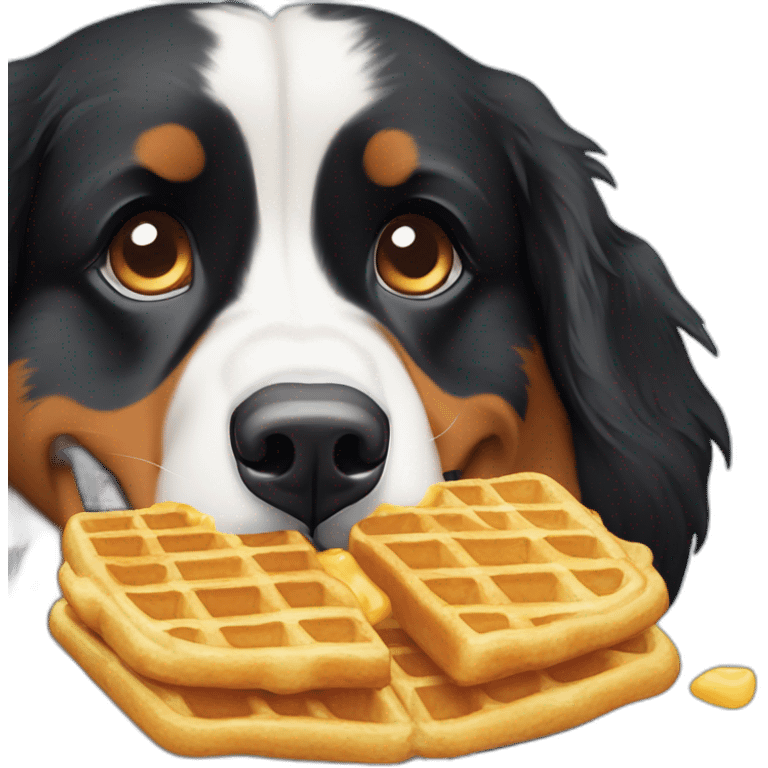 Bernese mountain dog eating waffle emoji