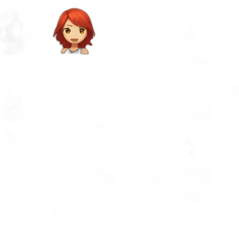 Anime cool girl Red hair and tanned skin, fire, The boss emoji