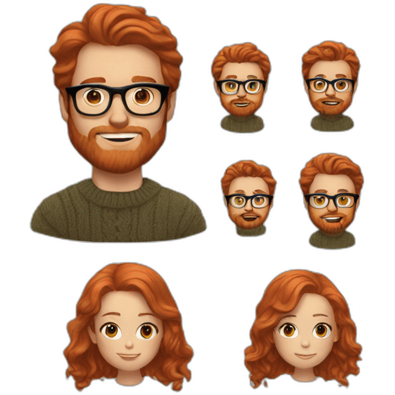 red hair white men with brown glasses and beard and a ralph lauren sweater emoji