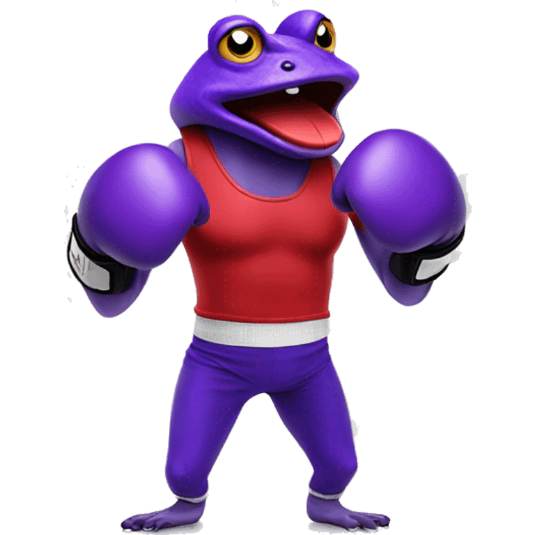 Purple angry frog wearing red boxing gloves emoji