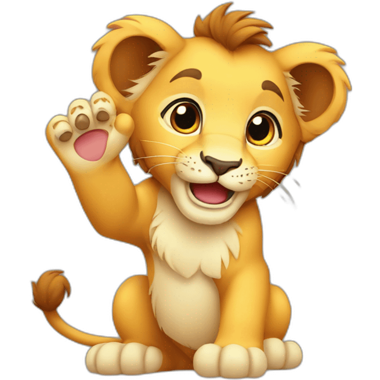 cute lion cub waving emoji