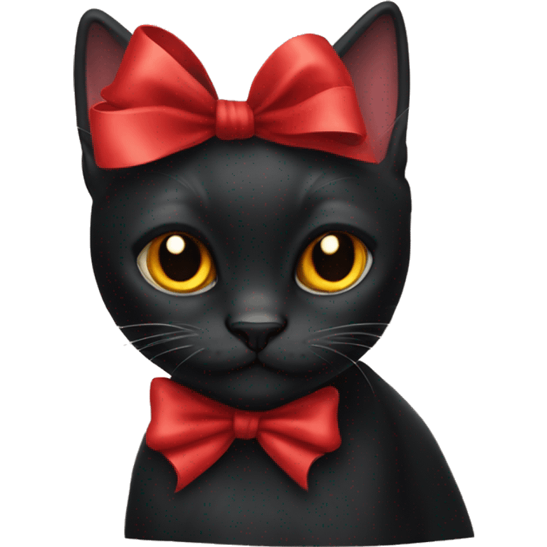 Black cat with red bow emoji