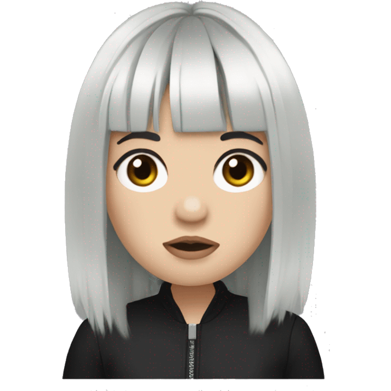 Billie Eilish with black hair and bangs emoji