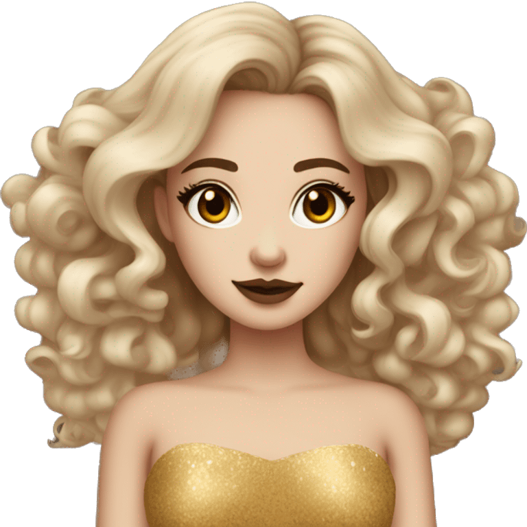 Create the zodiac sign leo as a pale brunette girl with elaborate makeup and dress that matches the zodiac sign  emoji