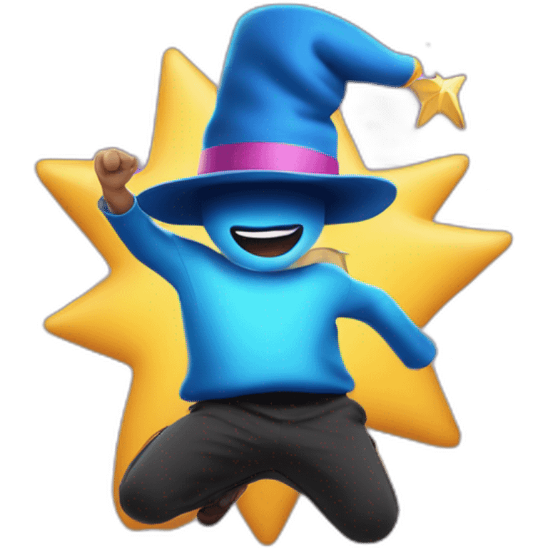 star jumping up and out of a magic hat without face emoji