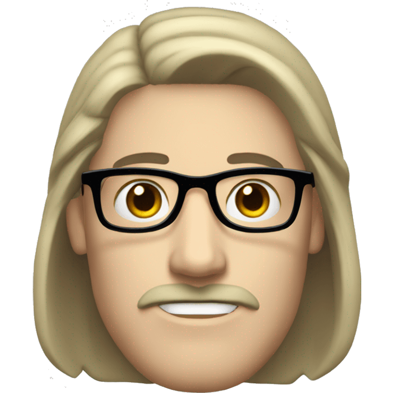 a white-skinned man with black, long and straight hair, a black mustache and glasses emoji