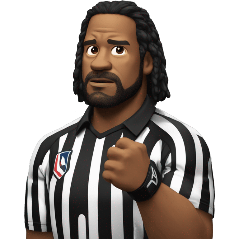 ufc referee herb dean shrugging his shoulders with a black shirt emoji