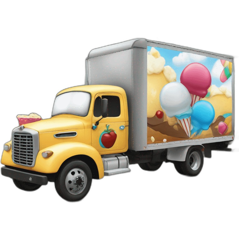 Black clown eating ice cream on a truck emoji