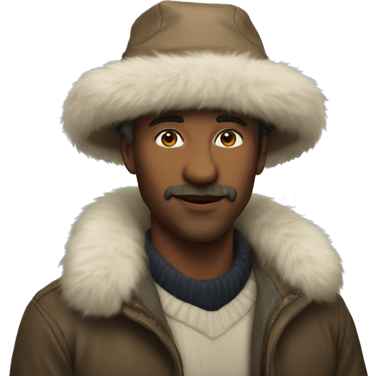 outdoor portrait with fur hat emoji