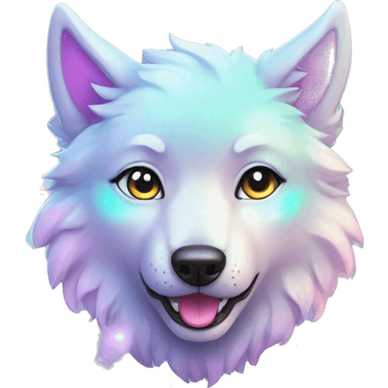 kawaii shiny pastel nebula wolf emoji