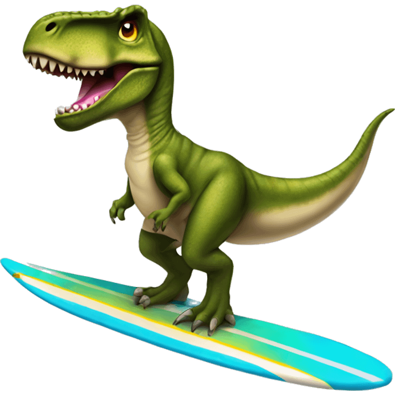 T-rex wearing a tutu on a surfboard  emoji