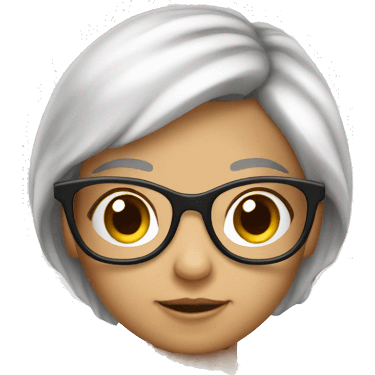 Niña de 2 años piel blanca y pelo café y lentes emoji