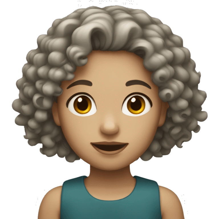 A girl with a curly hair and white skin tone emoji