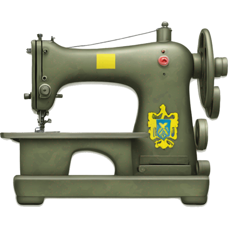 sewing machine in multicam colors with a coat of arms of ukraine emoji