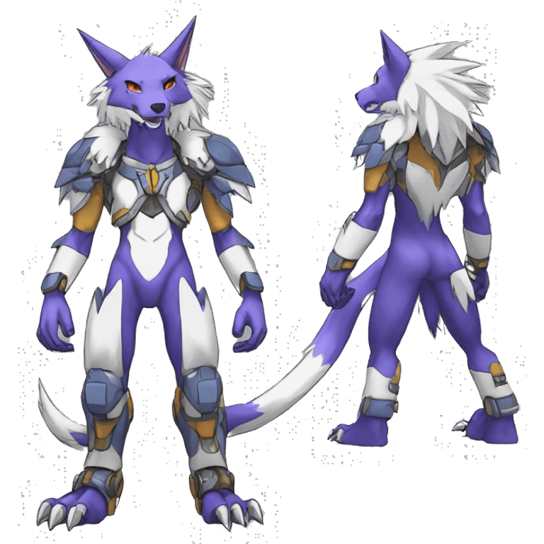  Cool Edgy Digimon-Fakemon-Garurumon-Loogamon-Dorulumon-Wolf full body emoji