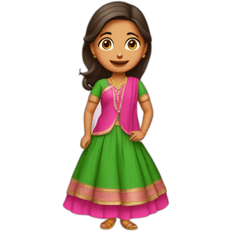 a girl wearing weeding pink lehanga and green kurta emoji