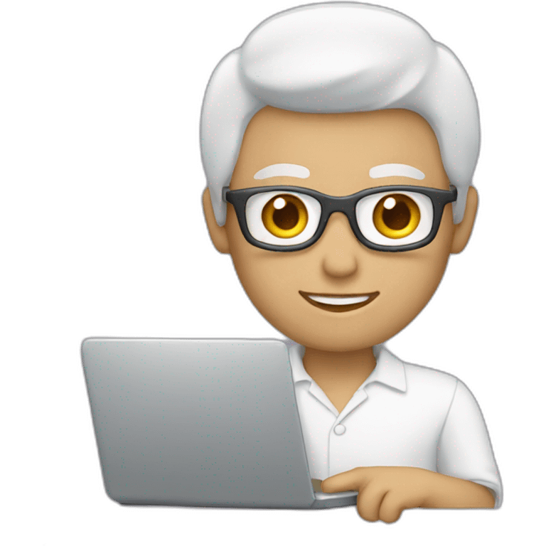 someone working on a laptop who is white emoji