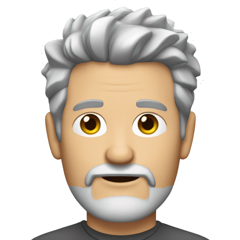 54 year old white male with grey spiky hair ad grey goatee beard emoji