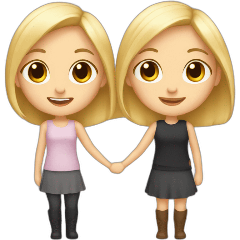 hug blonde and brunette girls emoji