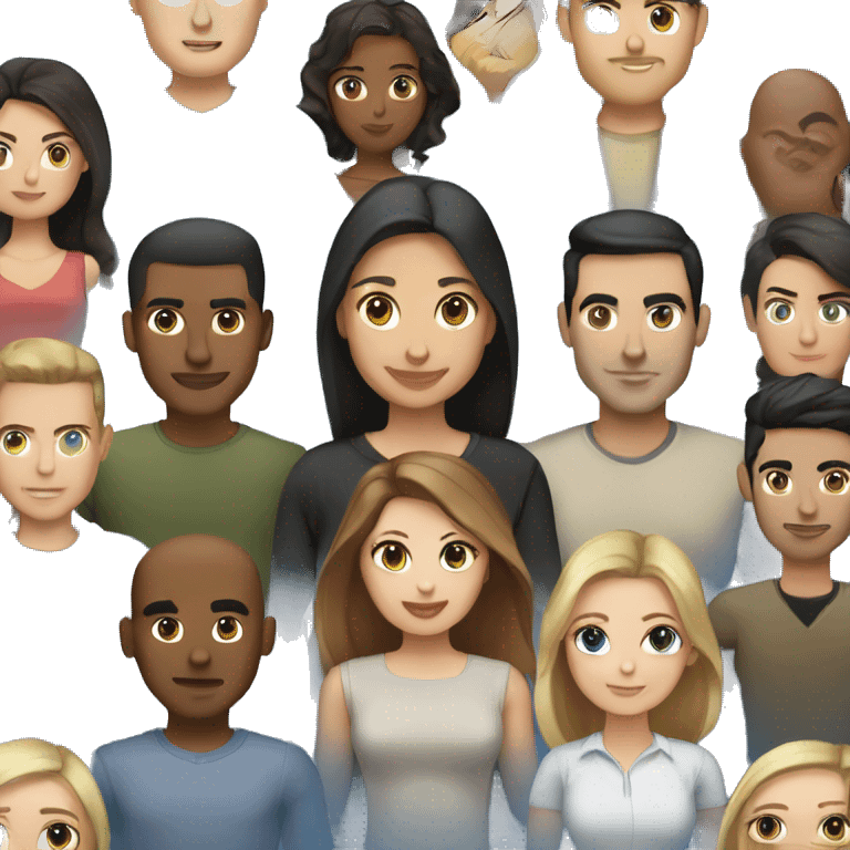 Long light brown hair woman blue eyes with man with olive skin with short black hair emoji