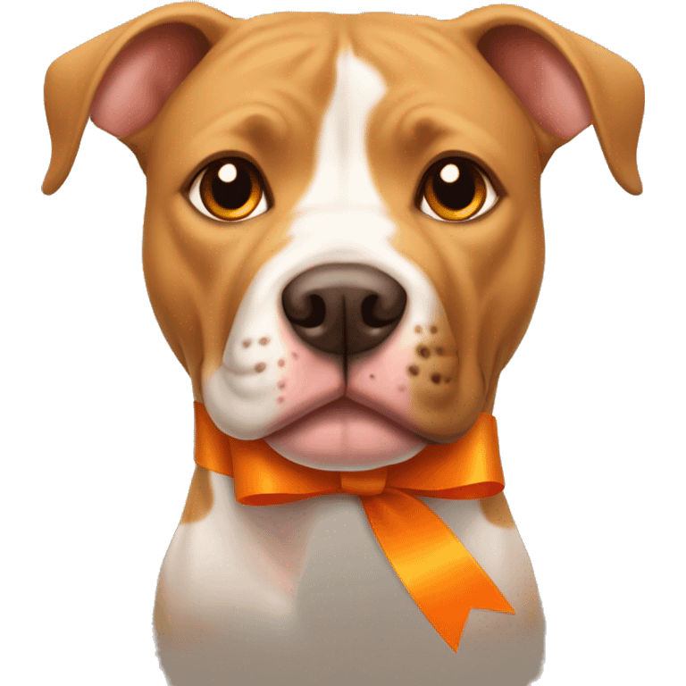 Pitbull with Brown eyes and blonde/tan fur and orange awareness ribbon emoji