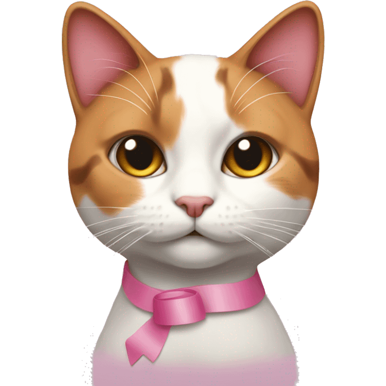 Calico cat with a pink ribbon on the head emoji