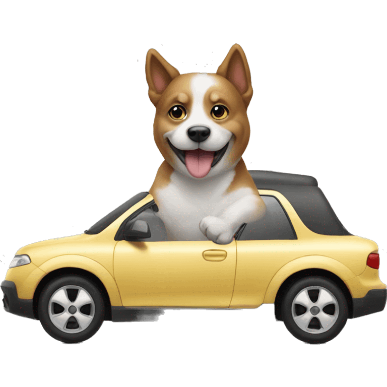 Dog on a car emoji