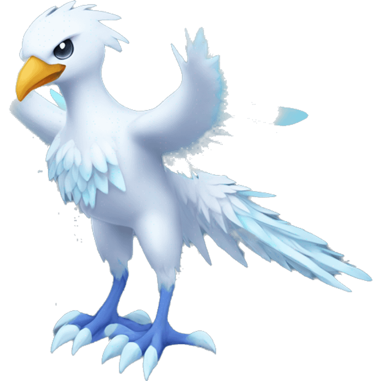 Fantasy legendary godly ice bird Cryo-snow-Phoenix Fakemon full body emoji