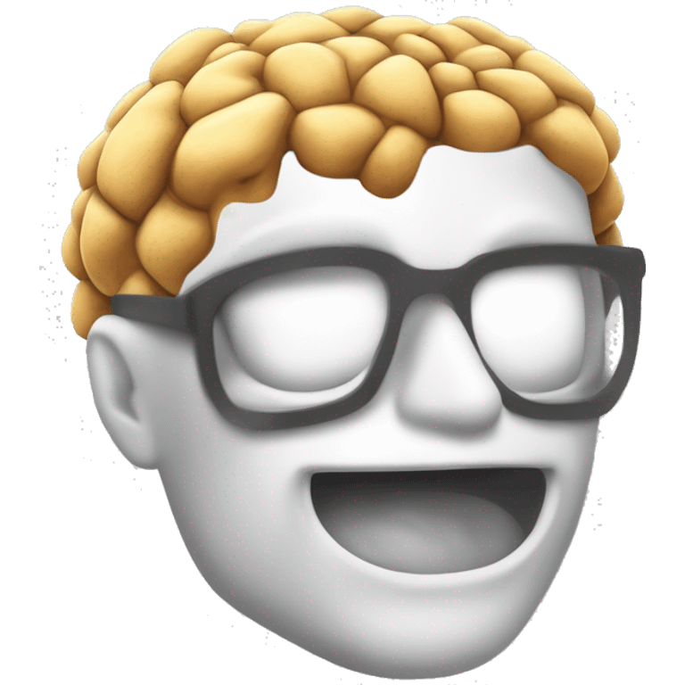 un cerebro con 3 explosiones que salen de la parte superior, simulando que se está derritiendo. la cara color blanca emoji