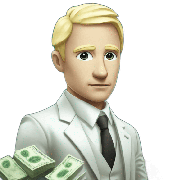 white skinned man head banker crypto usd rich future cyberpunk magic emoji