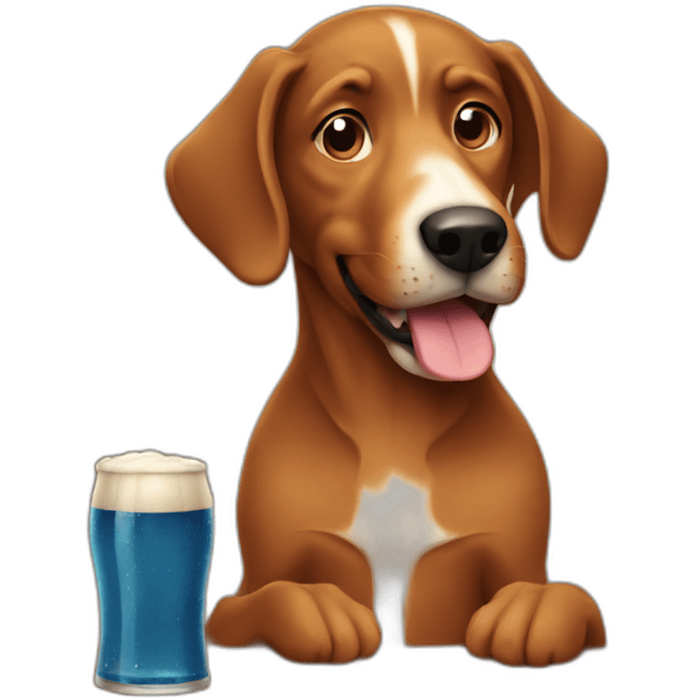 Brown dog drinking beer emoji