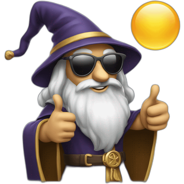 Wizard wearing sunglasses and giving a thumbs up emoji