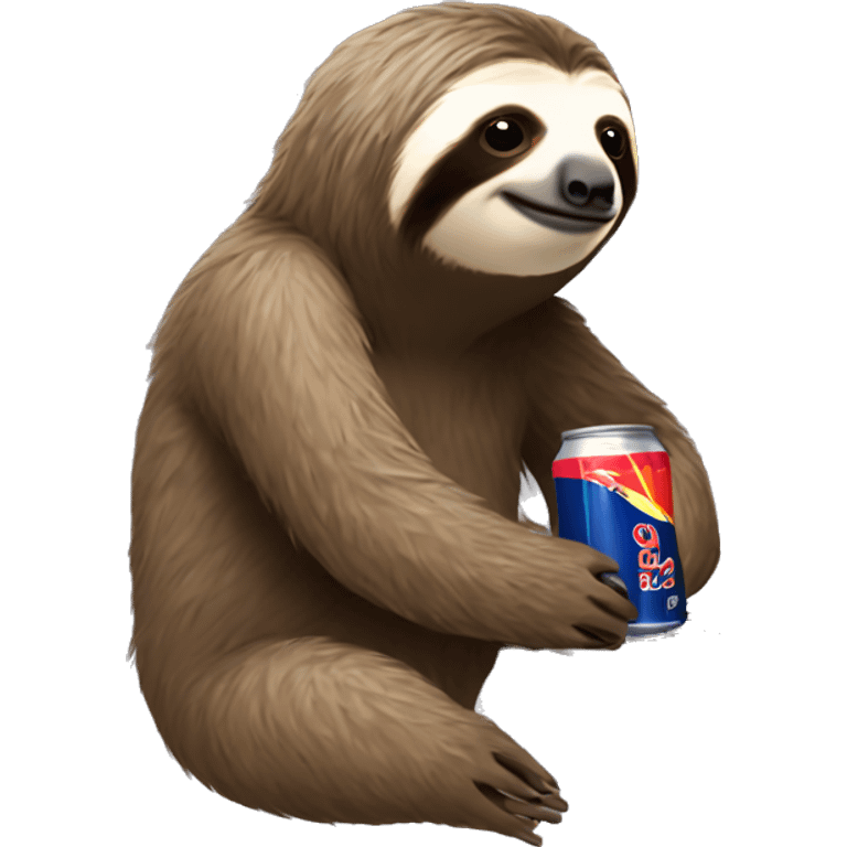 sloth with RedBull can and laptop emoji