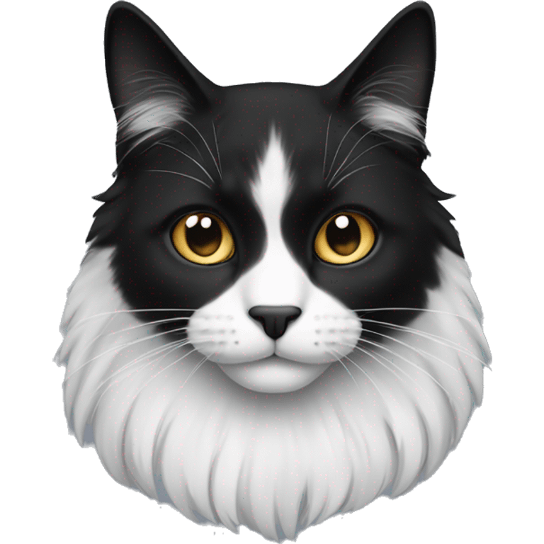 black long hair cat with black and white muzzle emoji