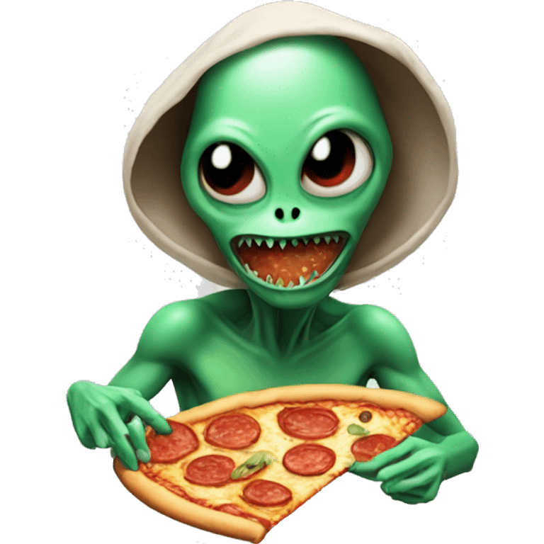 Alien eating pizza emoji