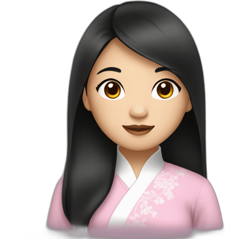 asian girl with black hair wearing ao dai emoji