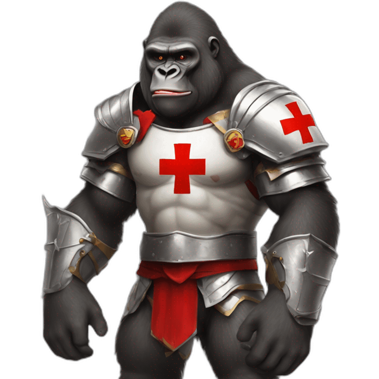 Buff Gorilla wearing a Knight Crusader armor with the holy red Cross emoji