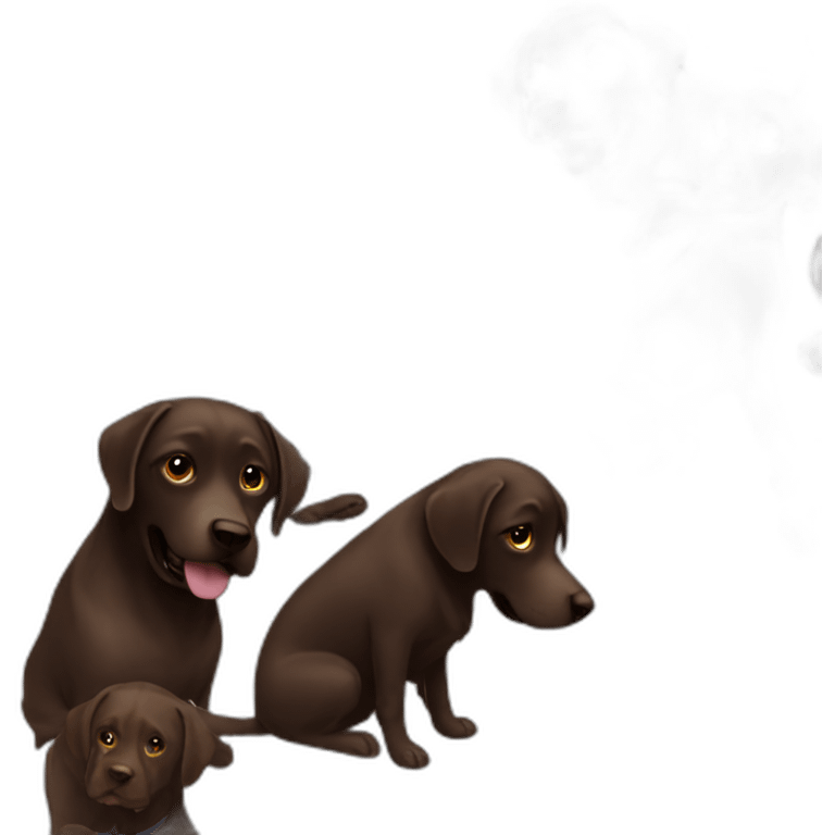 Chocolate labrador playing with long black haired fringe woman emoji